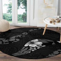 Aloha Hawaii Floral Tapa Round Carpet Patchwork Charcoal LT7 - Polynesian Pride