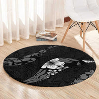 Aloha Hawaii Floral Tapa Round Carpet Patchwork Charcoal LT7 - Polynesian Pride