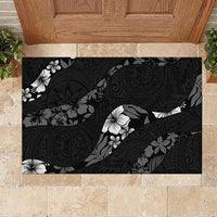 Aloha Hawaii Floral Tapa Rubber Doormat Patchwork Charcoal LT7 Charcoal - Polynesian Pride