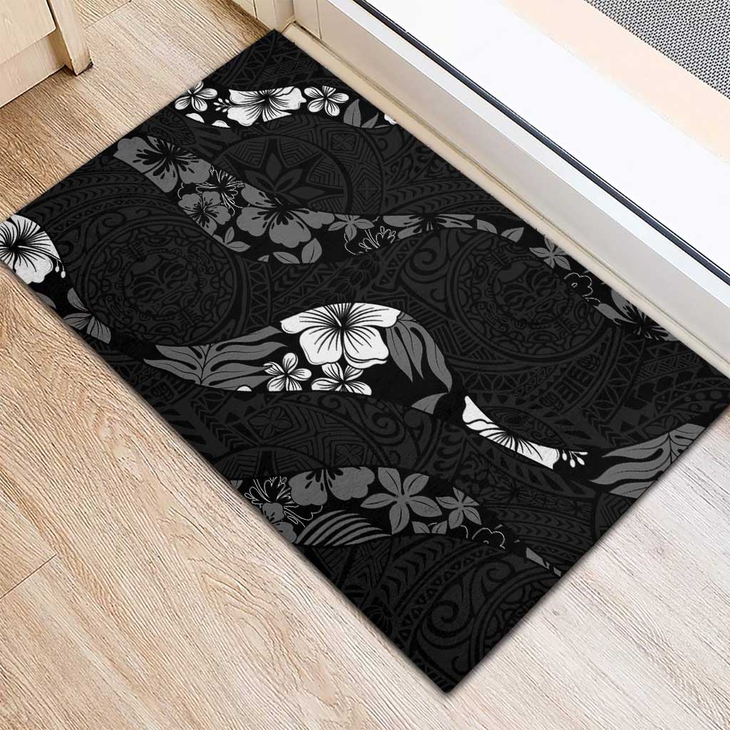 Aloha Hawaii Floral Tapa Rubber Doormat Patchwork Charcoal LT7 - Polynesian Pride