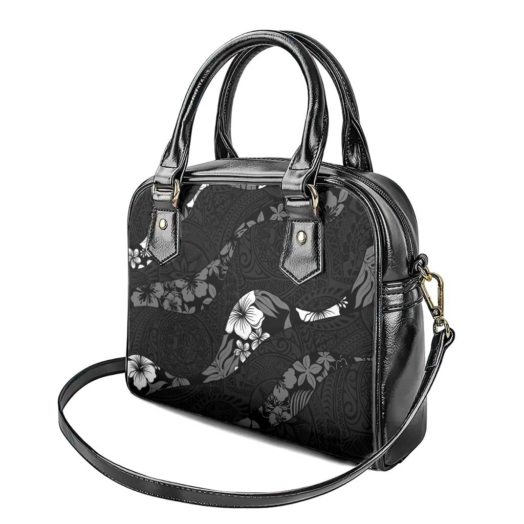 Aloha Hawaii Floral Tapa Shoulder Handbag Patchwork Charcoal - Polynesian Pride