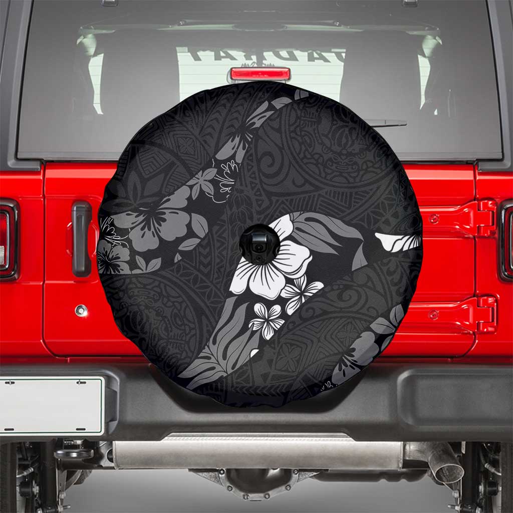 Aloha Hawaii Floral Tapa Spare Tire Cover Patchwork Charcoal - Polynesian Pride