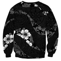 Aloha Hawaii Floral Tapa Sweatshirt Patchwork Charcoal LT7 - Polynesian Pride