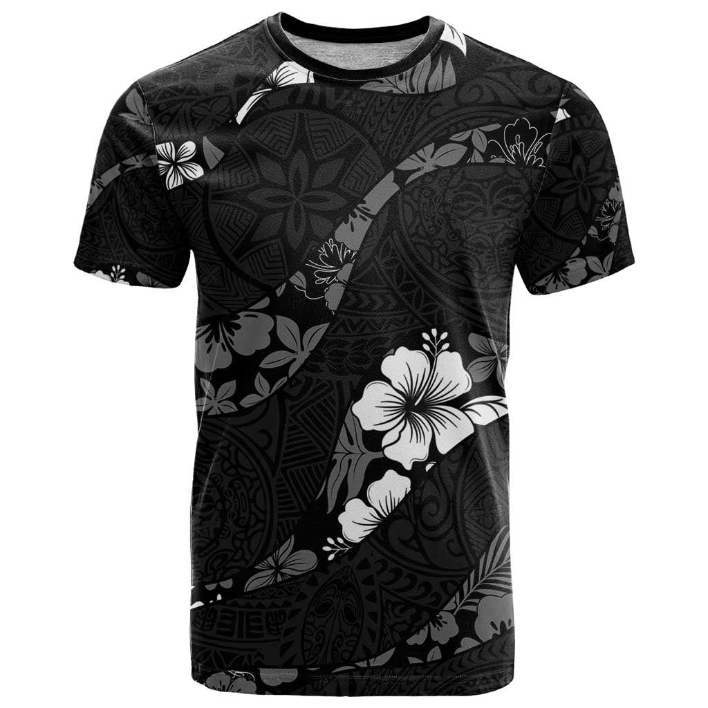 Aloha Hawaii Floral Tapa T Shirt Patchwork Charcoal - Polynesian Pride