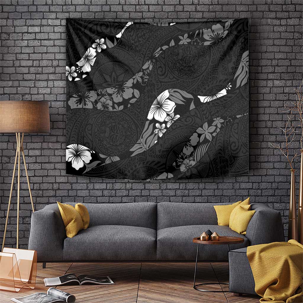 Aloha Hawaii Floral Tapa Tapestry Patchwork Charcoal - Polynesian Pride