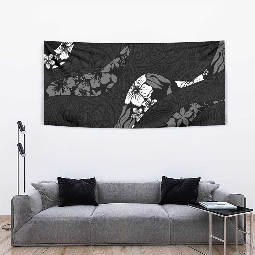 Aloha Hawaii Floral Tapa Tapestry Patchwork Charcoal - Polynesian Pride