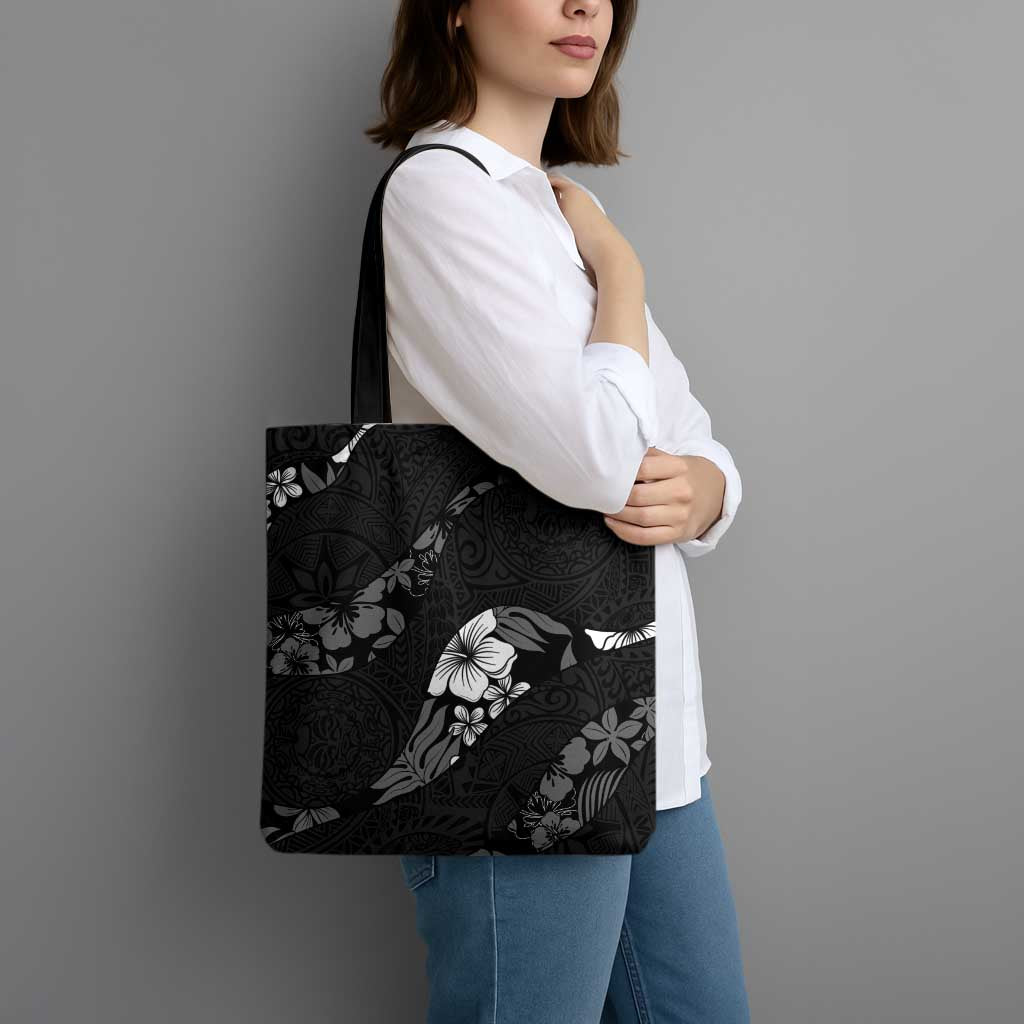 Aloha Hawaii Floral Tapa Tote Bag Patchwork Charcoal - Polynesian Pride