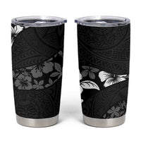 Aloha Hawaii Floral Tapa Tumbler Cup Patchwork Charcoal - Polynesian Pride