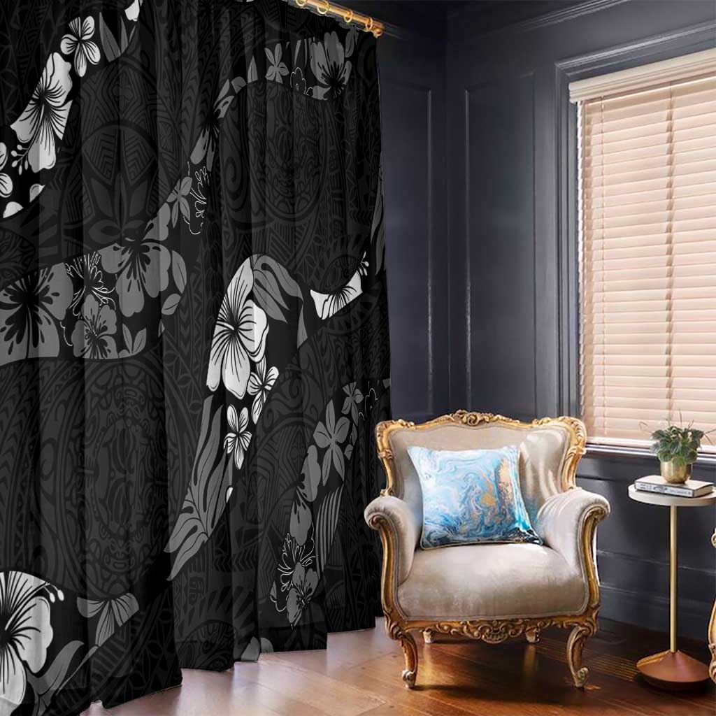 Aloha Hawaii Floral Tapa Window Curtain Patchwork Charcoal - Polynesian Pride