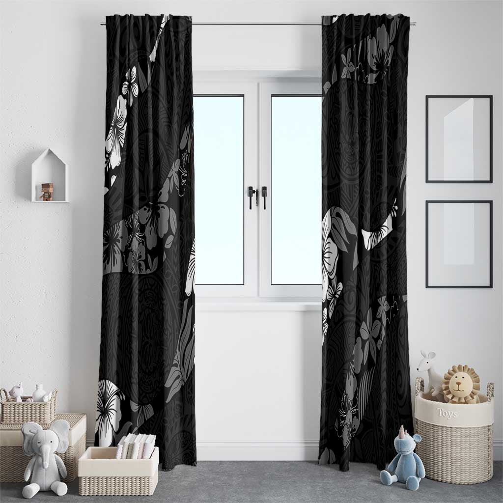 Aloha Hawaii Floral Tapa Window Curtain Patchwork Charcoal - Polynesian Pride