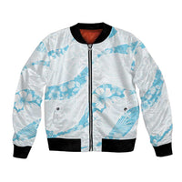 Aloha Hawaii Floral Tapa Bomber Jacket Patchwork Turquoise - Polynesian Pride