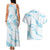Aloha Hawaii Floral Tapa Couples Matching Tank Maxi Dress and Hawaiian Shirt Patchwork Turquoise - Polynesian Pride