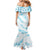 Aloha Hawaii Floral Tapa Family Matching Mermaid Dress and Hawaiian Shirt Patchwork Turquoise - Polynesian Pride
