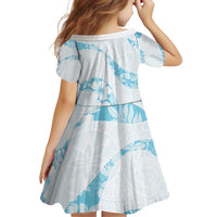 Aloha Hawaii Floral Tapa Family Matching Off Shoulder Short Dress and Hawaiian Shirt Patchwork Turquoise - Polynesian Pride