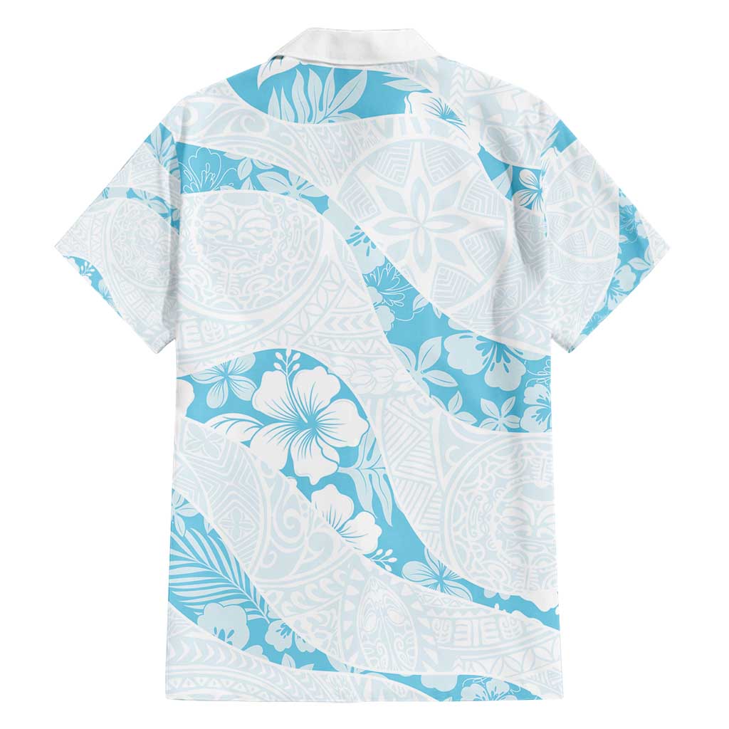 Aloha Hawaii Floral Tapa Family Matching Tank Maxi Dress and Hawaiian Shirt Patchwork Turquoise - Polynesian Pride