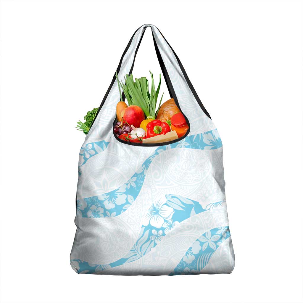 Aloha Hawaii Floral Tapa Grocery Bag Patchwork Turquoise - Polynesian Pride