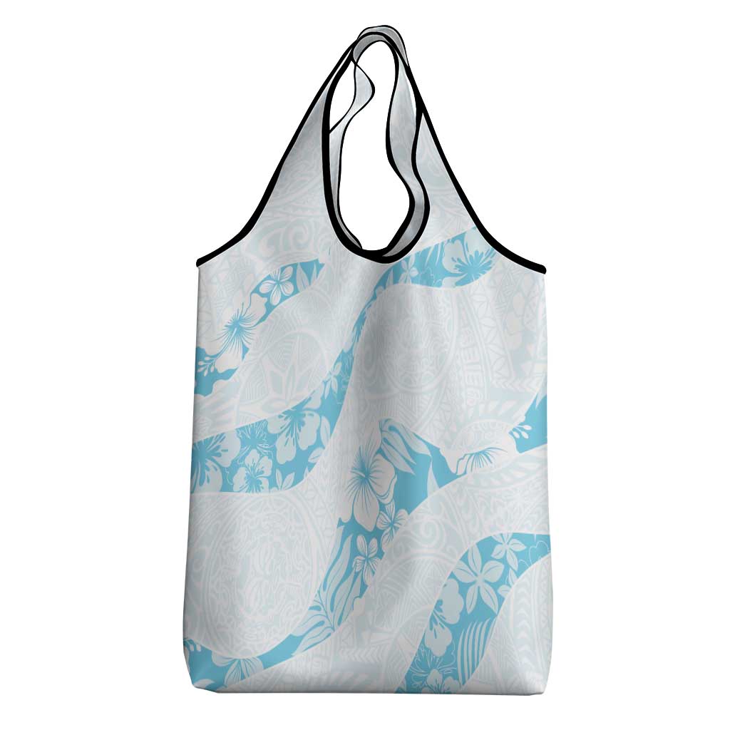 Aloha Hawaii Floral Tapa Grocery Bag Patchwork Turquoise - Polynesian Pride