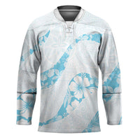Aloha Hawaii Floral Tapa Hockey Jersey Patchwork Turquoise LT7 Unisex Turquoise - Polynesian Pride