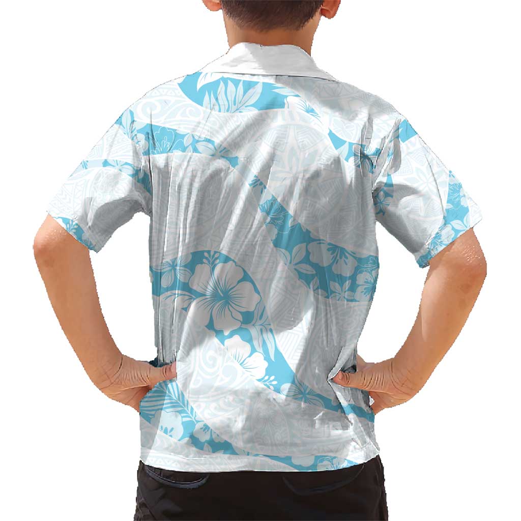 Aloha Hawaii Floral Tapa Kid Hawaiian Shirt Patchwork Turquoise - Polynesian Pride