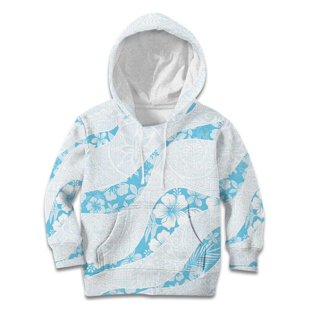 Aloha Hawaii Floral Tapa Kid Hoodie Patchwork Turquoise - Polynesian Pride