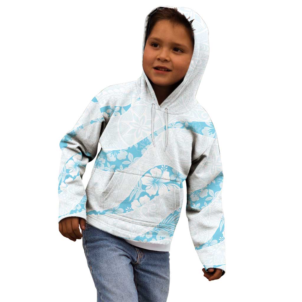 Aloha Hawaii Floral Tapa Kid Hoodie Patchwork Turquoise - Polynesian Pride