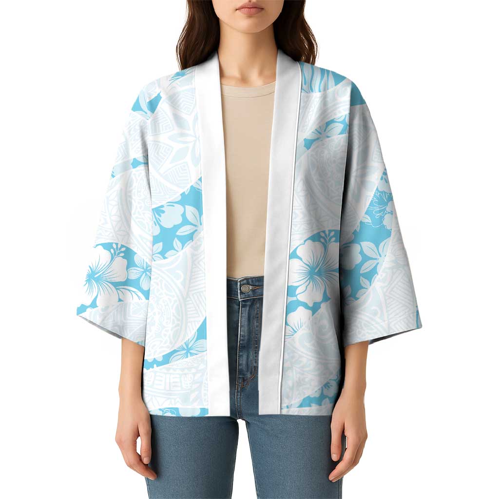 Aloha Hawaii Floral Tapa Kimono Patchwork Turquoise - Polynesian Pride