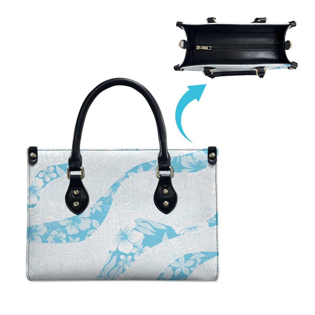 Aloha Hawaii Floral Tapa Leather Bag Patchwork Turquoise LT7 - Polynesian Pride