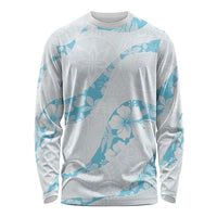Aloha Hawaii Floral Tapa Long Sleeve Shirt Patchwork Turquoise LT7 Unisex Turquoise - Polynesian Pride