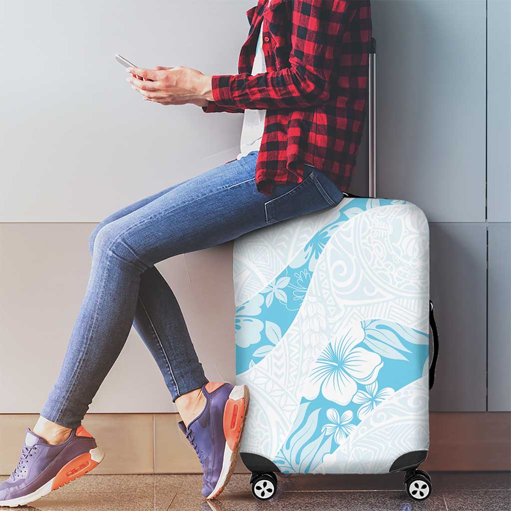 Aloha Hawaii Floral Tapa Luggage Cover Patchwork Turquoise - Polynesian Pride