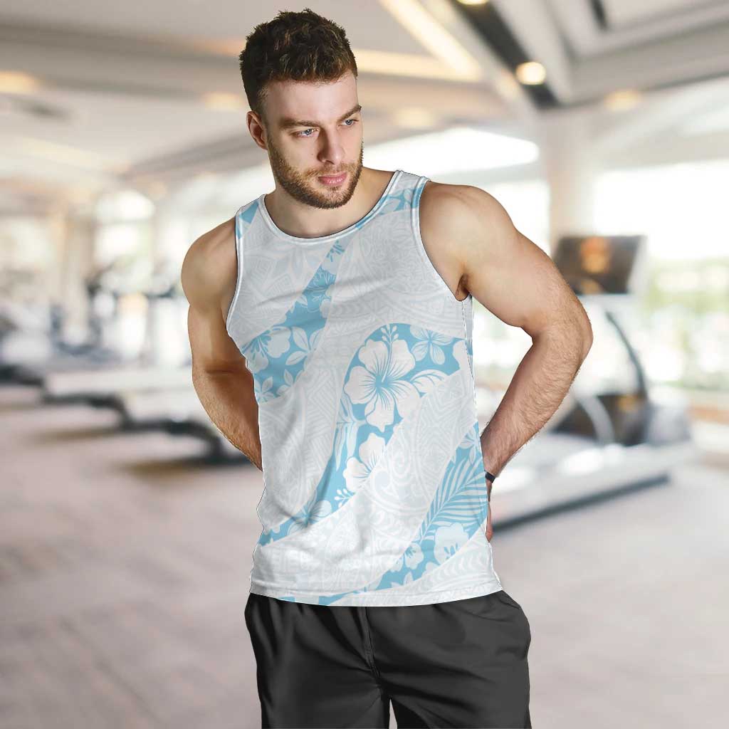 Aloha Hawaii Floral Tapa Men Tank Top Patchwork Turquoise LT7 Turquoise - Polynesian Pride