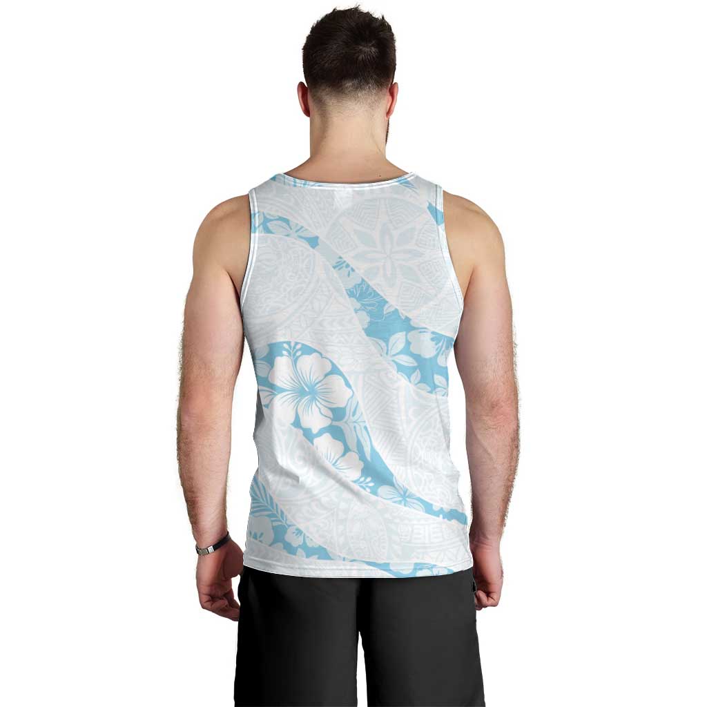 Aloha Hawaii Floral Tapa Men Tank Top Patchwork Turquoise LT7 - Polynesian Pride