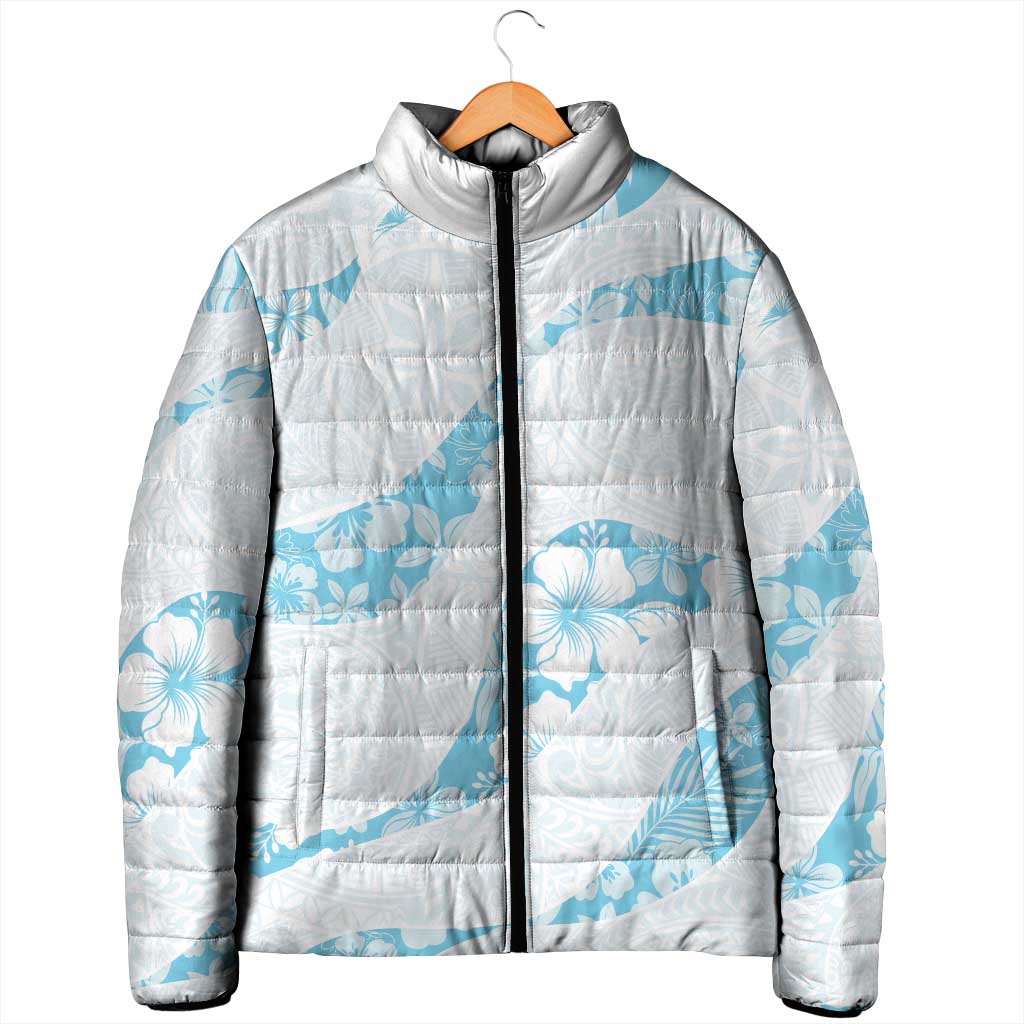 Aloha Hawaii Floral Tapa Padded Jacket Patchwork Turquoise LT7 - Polynesian Pride