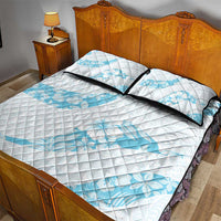 Aloha Hawaii Floral Tapa Quilt Bed Set Patchwork Turquoise - Polynesian Pride