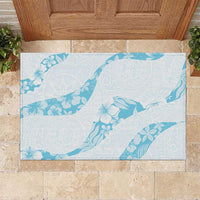 Aloha Hawaii Floral Tapa Rubber Doormat Patchwork Turquoise LT7 Turquoise - Polynesian Pride