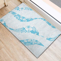 Aloha Hawaii Floral Tapa Rubber Doormat Patchwork Turquoise LT7 - Polynesian Pride