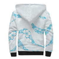 Aloha Hawaii Floral Tapa Sherpa Hoodie Patchwork Turquoise - Polynesian Pride