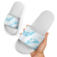 Aloha Hawaii Floral Tapa Slide Sandals Patchwork Turquoise - Polynesian Pride