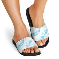 Aloha Hawaii Floral Tapa Slide Sandals Patchwork Turquoise - Polynesian Pride