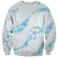 Aloha Hawaii Floral Tapa Sweatshirt Patchwork Turquoise LT7 Unisex Turquoise - Polynesian Pride