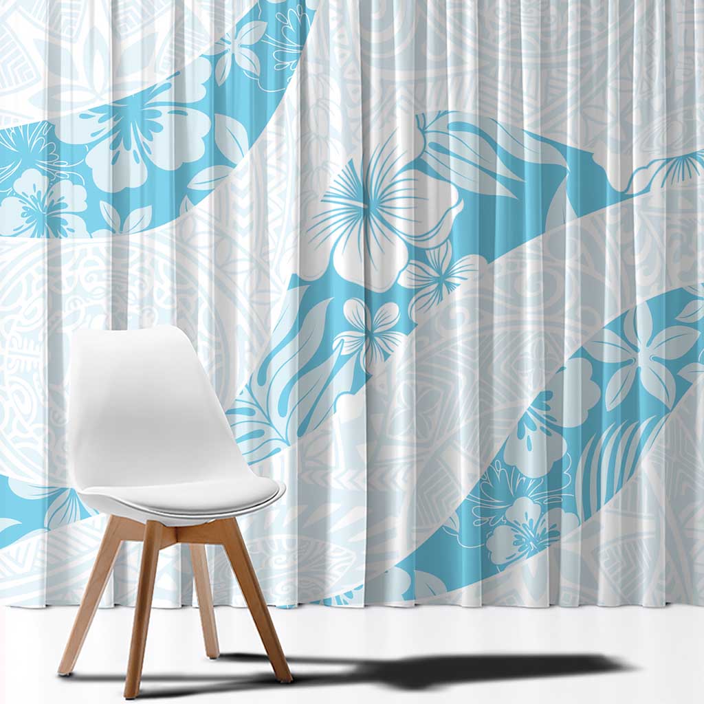 Aloha Hawaii Floral Tapa Window Curtain Patchwork Turquoise LT7 - Polynesian Pride