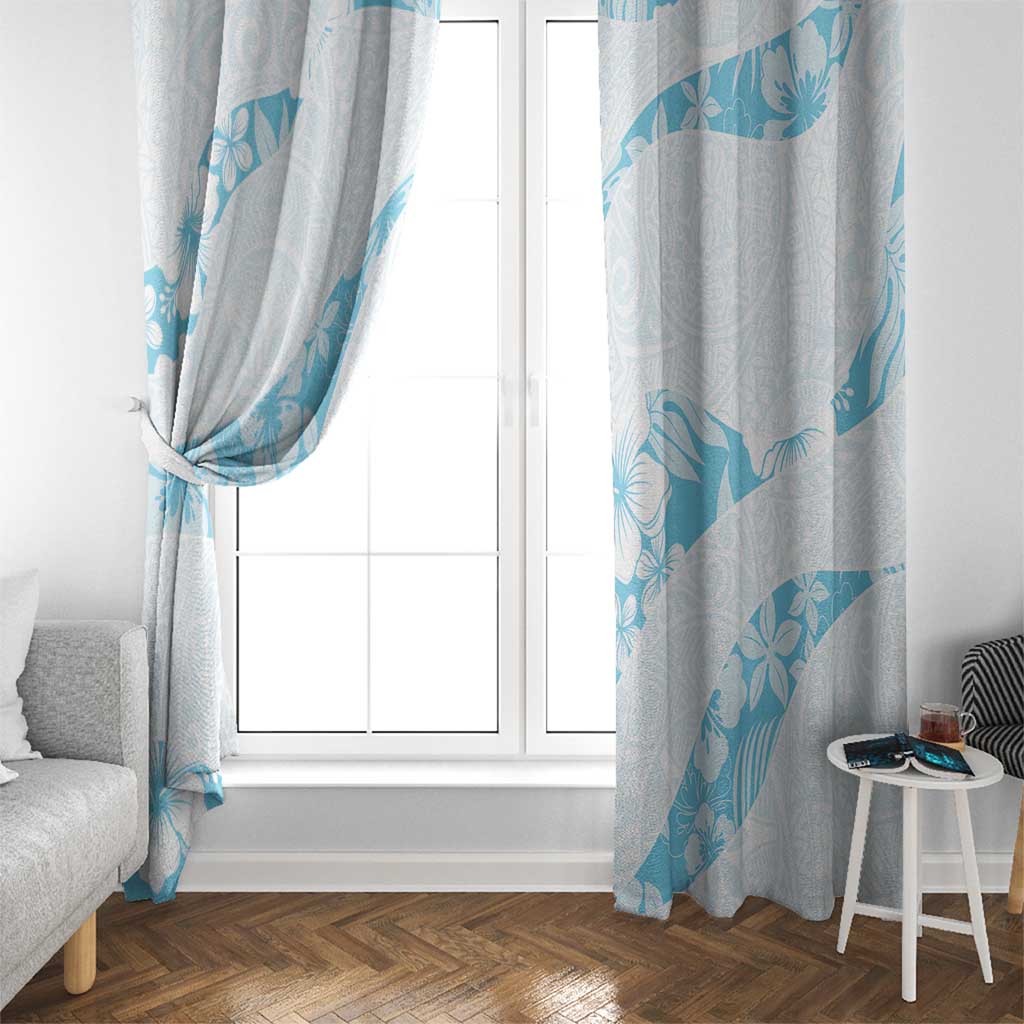 Aloha Hawaii Floral Tapa Window Curtain Patchwork Turquoise LT7 - Polynesian Pride