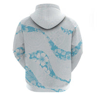 Aloha Hawaii Floral Tapa Zip Hoodie Patchwork Turquoise - Polynesian Pride