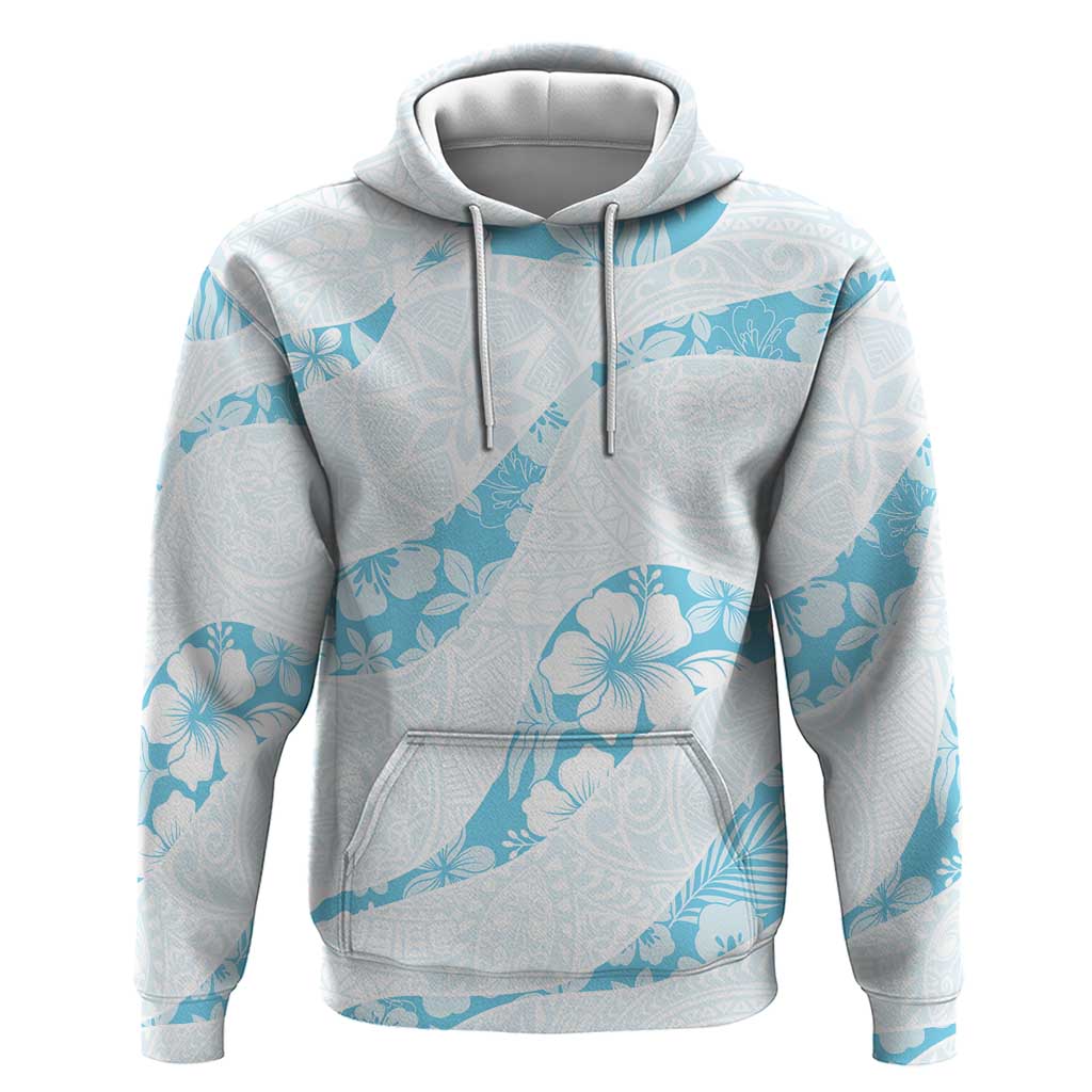 Aloha Hawaii Floral Tapa Zip Hoodie Patchwork Turquoise - Polynesian Pride