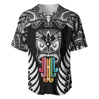 Personalised Kia Kaha Te Reo Maori Baseball Jersey Hei Tiki Mix Koru - Black LT7 Black - Polynesian Pride