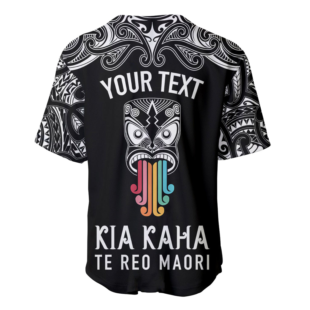 Personalised Kia Kaha Te Reo Maori Baseball Jersey Hei Tiki Mix Koru - Black LT7 - Polynesian Pride