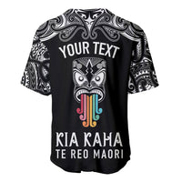 Personalised Kia Kaha Te Reo Maori Baseball Jersey Hei Tiki Mix Koru - Black LT7 - Polynesian Pride