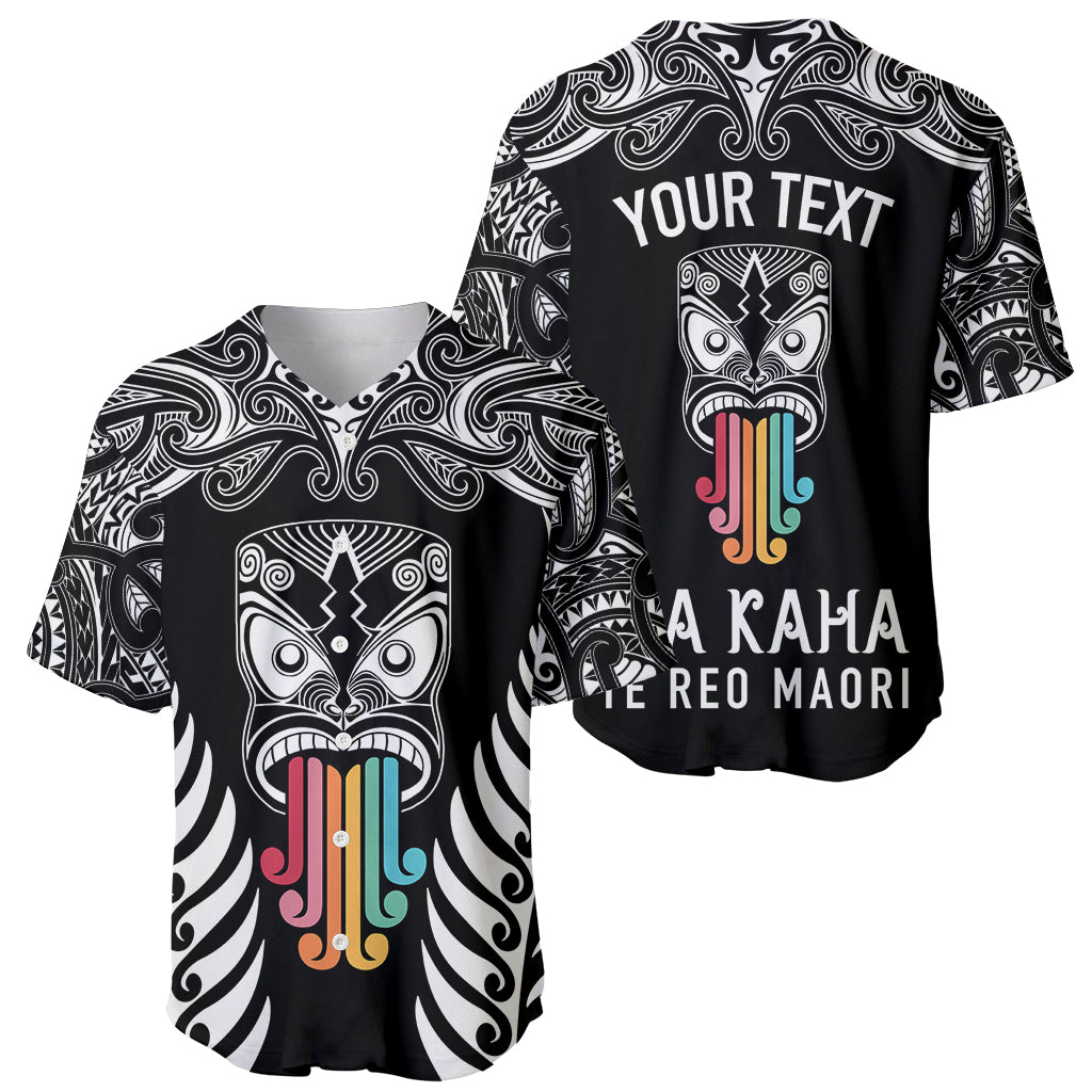 Personalised Kia Kaha Te Reo Maori Baseball Jersey Hei Tiki Mix Koru - Black LT7 - Polynesian Pride