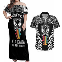 personalised-kia-kaha-te-reo-maori-couples-matching-off-shoulder-maxi-dress-and-hawaiian-shirt-hei-tiki-mix-koru-black