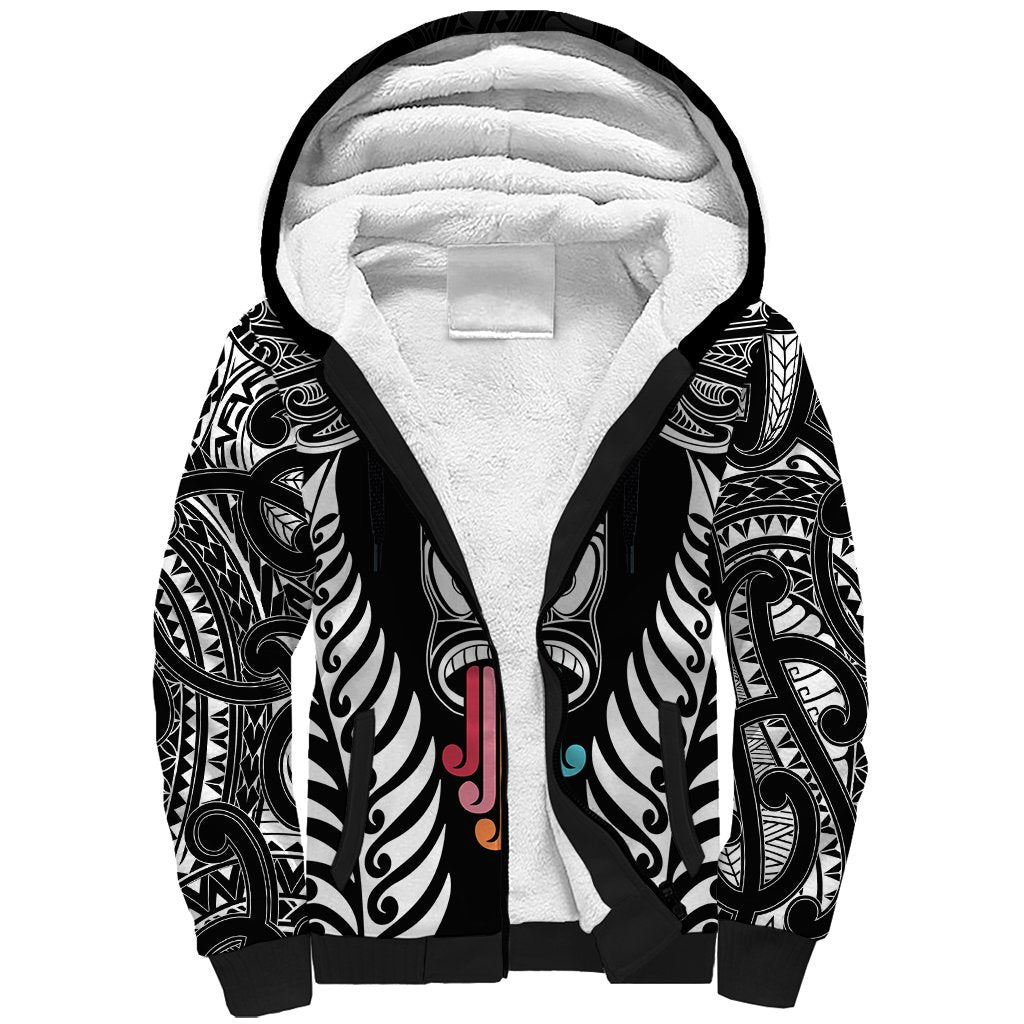 personalised-kia-kaha-te-reo-maori-sherpa-hoodie-hei-tiki-mix-koru-black