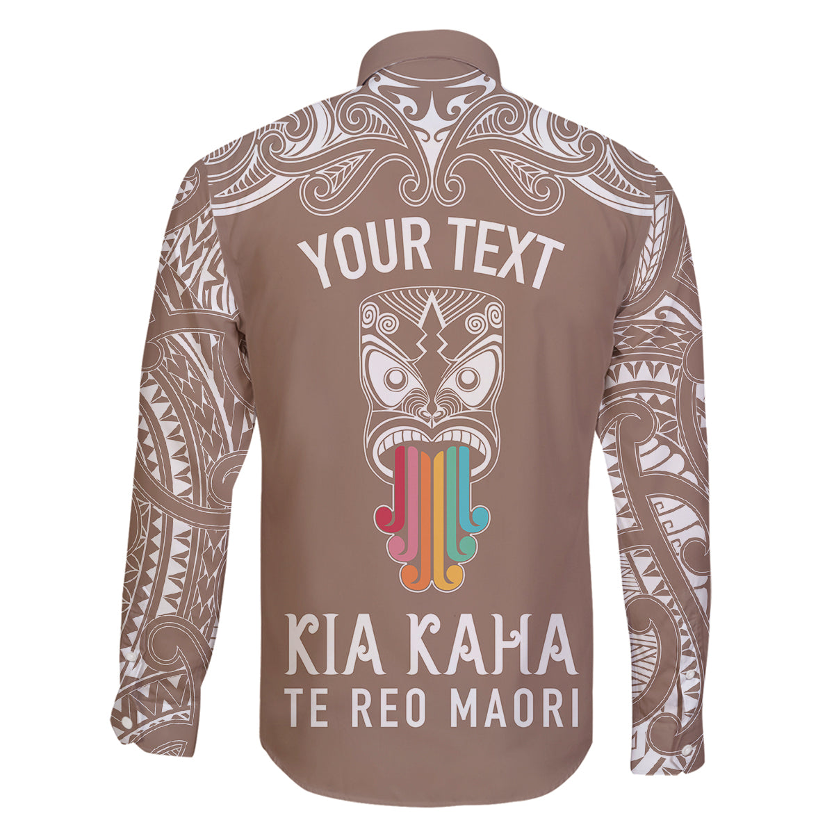 personalised-kia-kaha-te-reo-maori-family-matching-tank-maxi-dress-and-hawaiian-shirt-hei-tiki-mix-koru-brown
